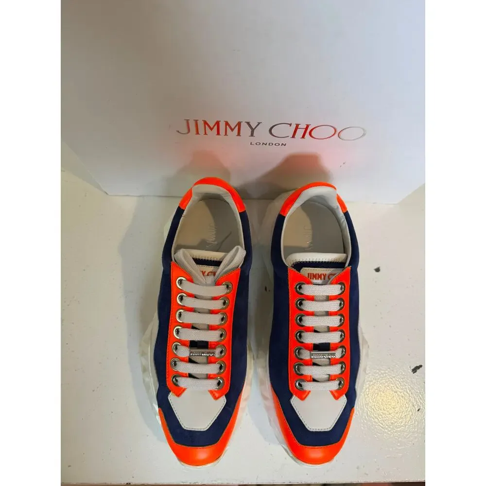 NWB Jimmy Choo Diamond Sneaker Cobalt/Neon Orange Womens Size 36.5